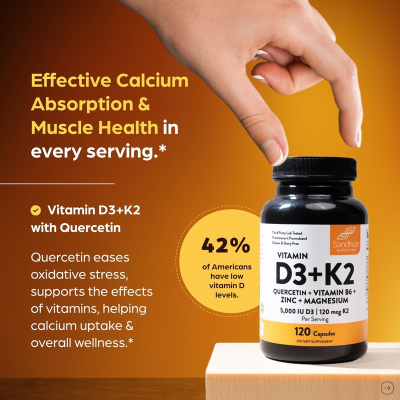 Vitamin D3 K2 Magnesium 5000 IU, 120mcg K2 Capsules 120 Count (Pack of 1) | w... gallery