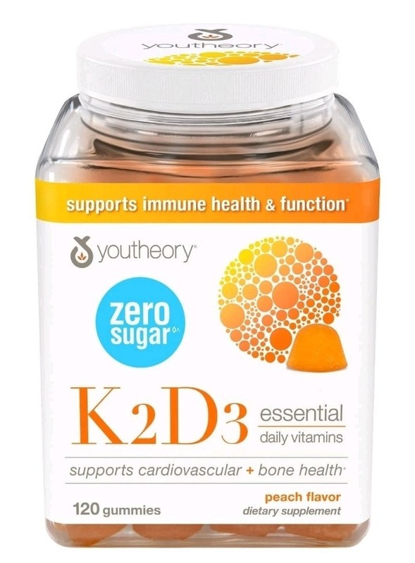 Youtheory K2 D3 Zero Sugar Gummies, 120 Gummies BB 08/2026