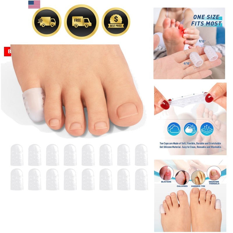 Gel Pinky Toe Caps, 16 Pack Toe Protectors for Women, Silicone Toe Covers Sle…