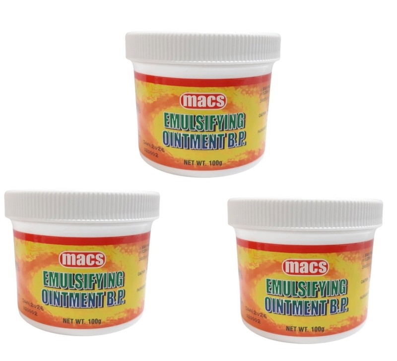 Macs Emulsifying Ointment 100g-3Jars Soap Free Cleanser for Sensitive Skin