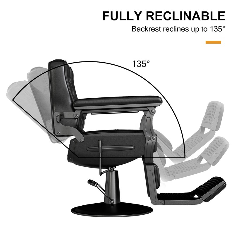 Vintage Black Heavy Duty Recline Barber Chair Hydraulic All Purpose Beauty Salon gallery