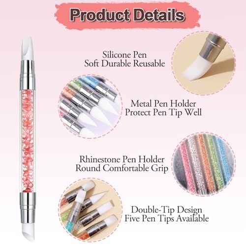 5Pcs Silicone Nail Tools, AIBEE Dual Tipped Nail Sculpting 5 sculpture pens gallery