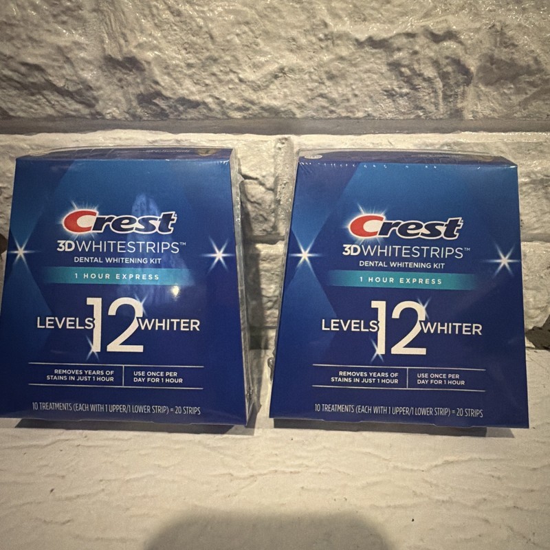 Crest 3D Whitestrips, Levels 12 Whiter, 1 Hour Expess – 40 Strips 2 Boxes 09/26