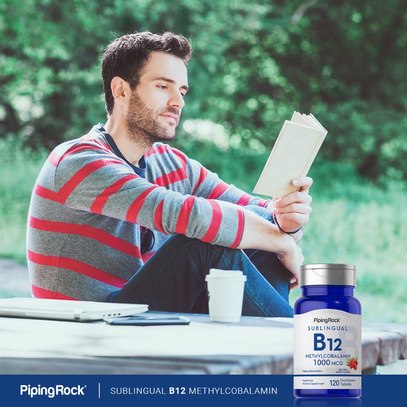 Vitamin B12 Sublingual | 1000 mcg | 120 Tablets | Non-GMO | by Piping Rock gallery