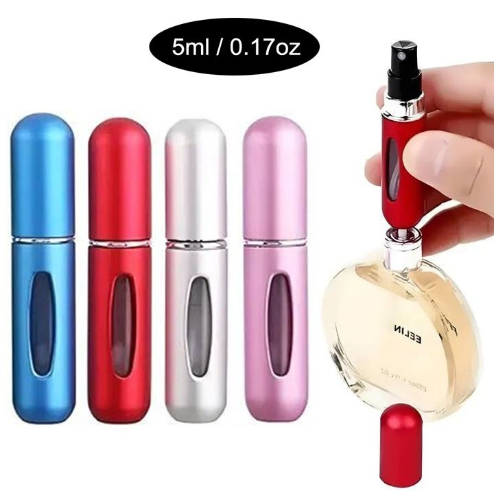 4pcs 5ml Portable Perfume Atomizer Leakproof Aluminum Alloy Refill Spray Bottle