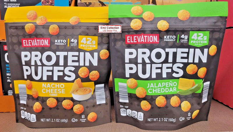 Elevation Keto Friendly Protein Puffs Nacho Cheese & Jalapeno Cheddar (2 Bags)