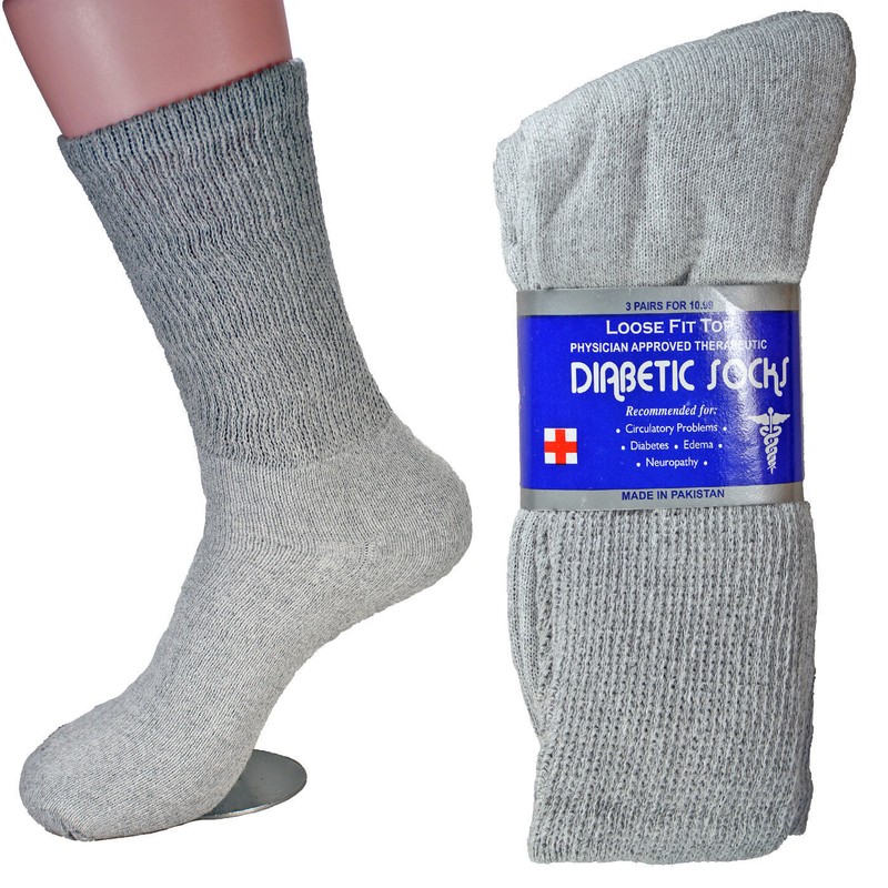 12 Pairs Men's Circulatory Diabetic Crew Socks Health Cotton 9-11 10-13 13-15 gallery