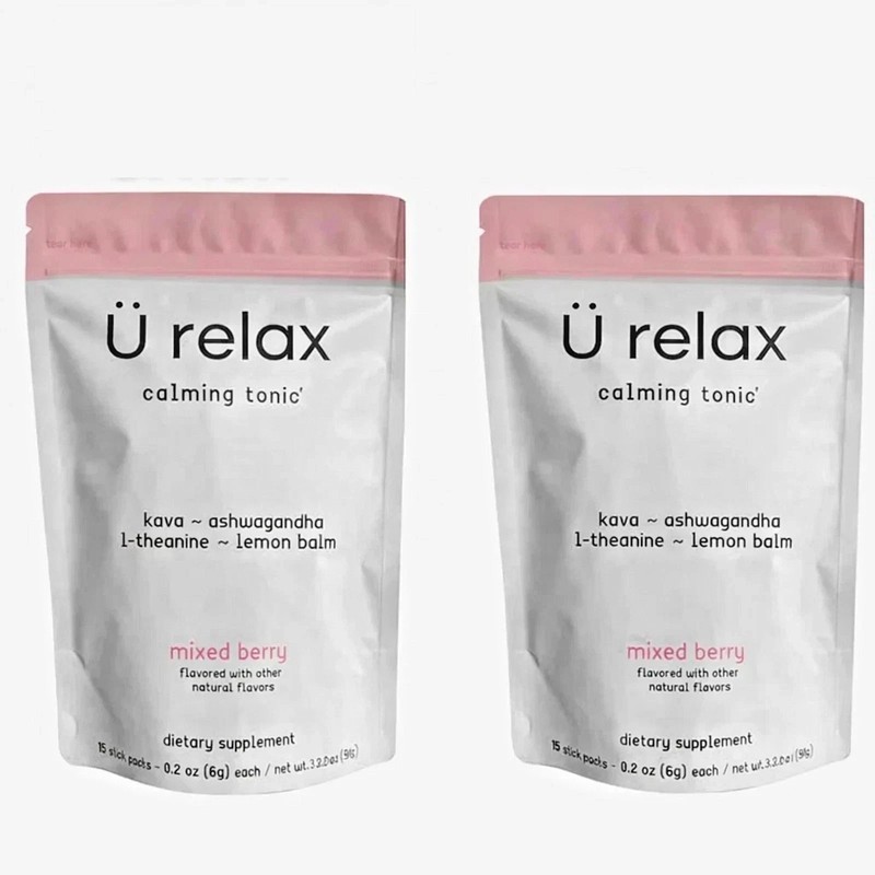 U Relax Calming Tonic 15 Packets MIXED BERRY Flavor Relax Calming Drink PACK 2