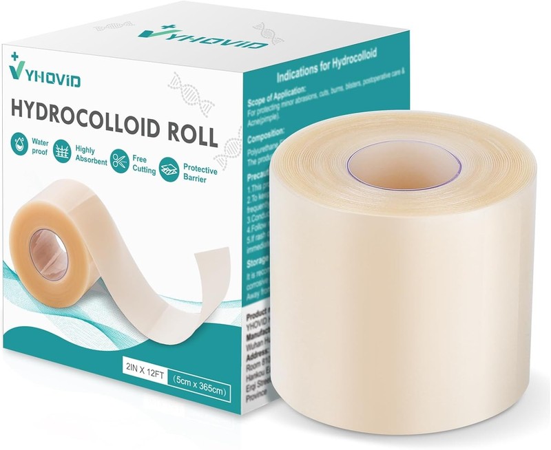 Hydrocolloid Roll for Wound Care, Hydrocolloid Patch Bandages (2in x 12ft)
