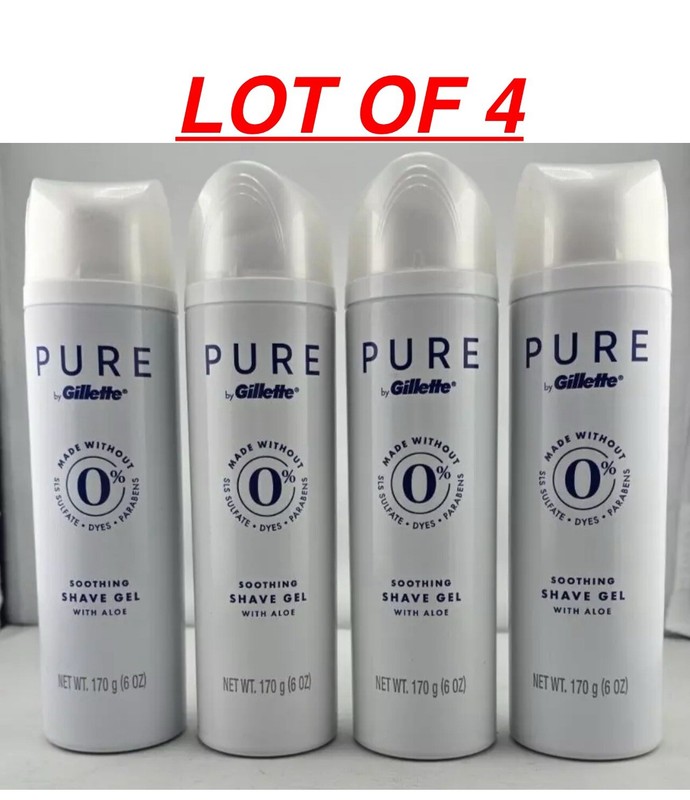 Men’s Gillette Pure Soothing Shave Gel 0% w/Aloe 6 oz ( 4 pc )