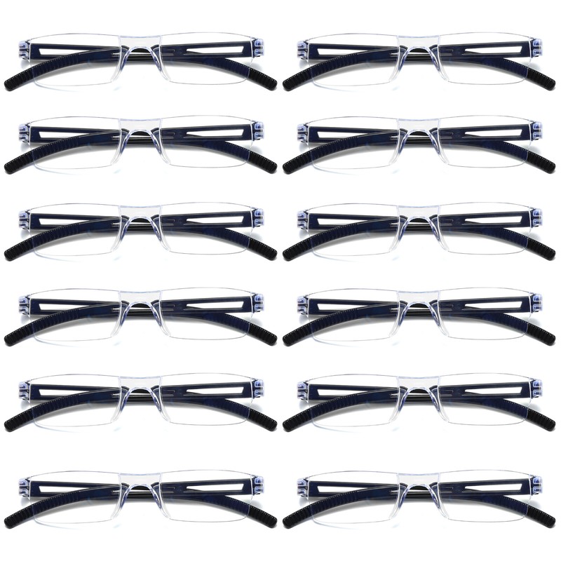 12 Men Women Blue Light Blocking Reading Glasses Rimless Unisex Computer Reader
