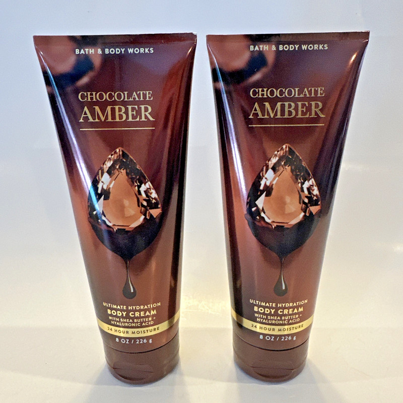 NEW Bath & Body Works Chocolate Amber Body Cream Lot Full Sizes 8 oz each