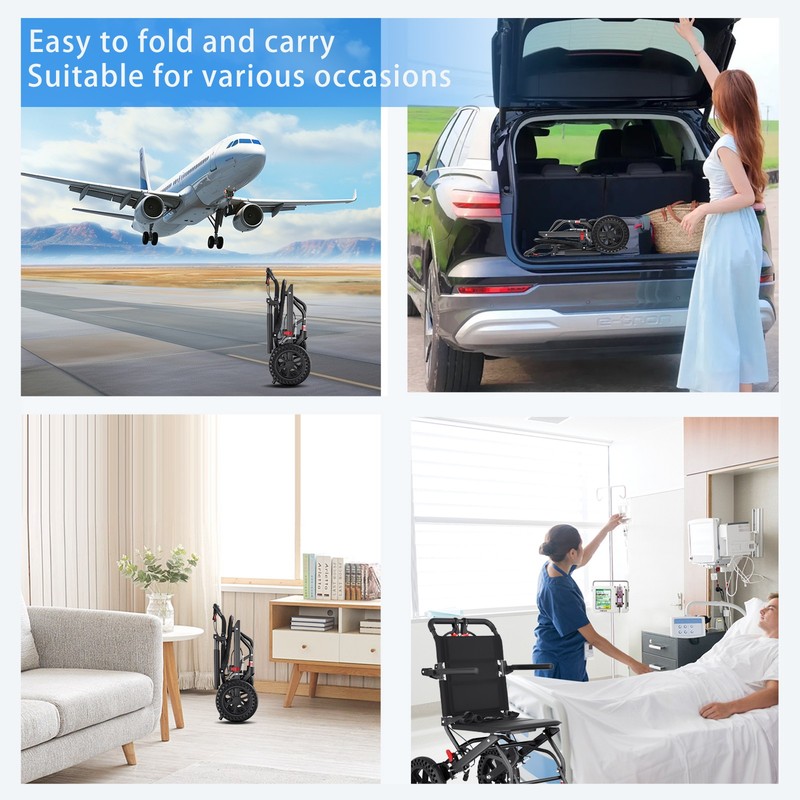 Lightweight Folding Portable Transport Wheelchair With Hand Brake Weight 16lbs gallery