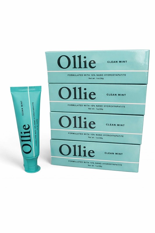 Ollie 10% nano HYDROXYAPATITE Clean Mint toothpaste 1 oz tubes 4-pack