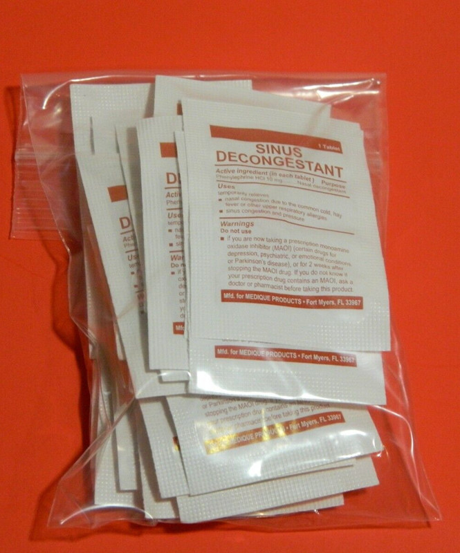 20 Sinus Decongestant Packets First Aid Kit Refill Pack Medique Products