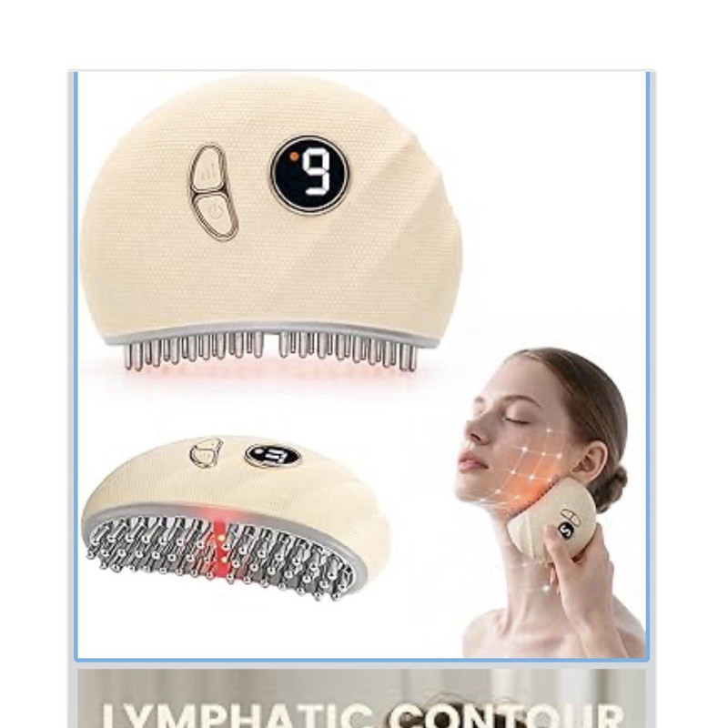 Electric Facial Massager, 9 Speeds, 9hr Battery, Beige, Lightweight, Compact