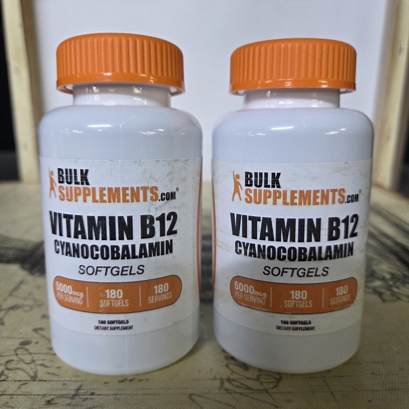 LOT OF 2 BulkSupplements Vitamin B12 180 Softgels – 5000mcg Per Serving 2 BOTTLE