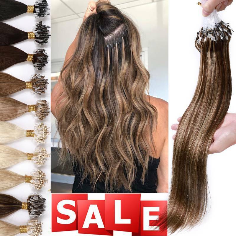 1G Micro Ring Loop Nano Beads Hair Extensions 100% Real Remy Human Hair THICK US