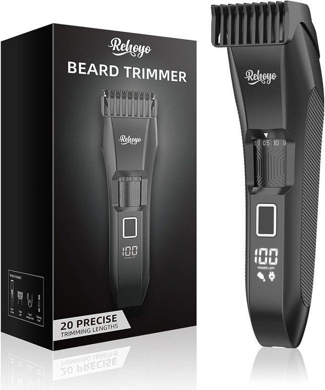 Beard Trimmer for Men – Adjustable Cordless Hair Clipper, 20-Length Dial, Waterp