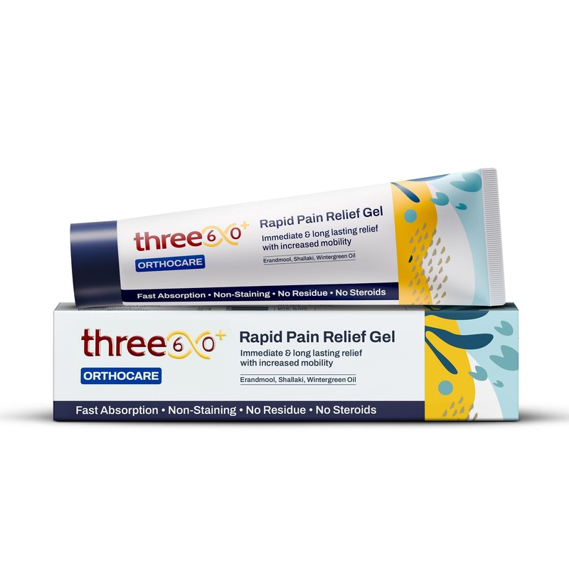 three60+ Rapid Pain Relief Gel for Arthritis & Joint Care 50g