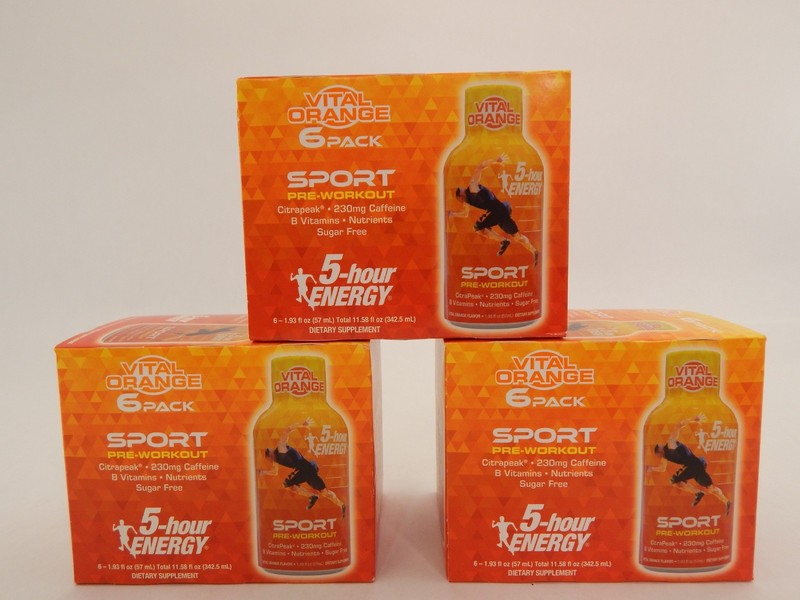 18 Count/Lot of 5-hour ENERGY Shot Sport Pre-Workout Vital Orange (Exp 7/27) New