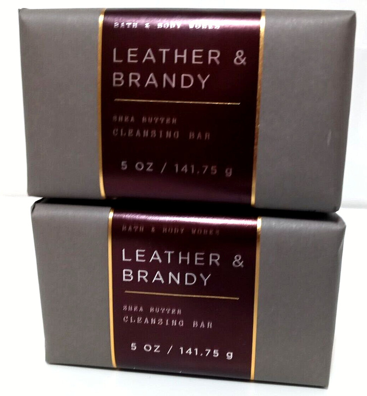 Bath Body Works LEATHER & BRANDY Shea Butter Bar Soap 2 BARS per Order