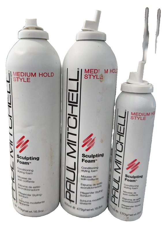 3 Paul Mitchell Medium Hold Sculpting Foam 2-16.9oz & 1-6oz