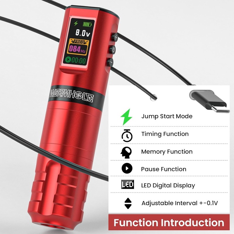 Wormhole Professional Wireless Tattoo Kit – Complete Set with 1800mAh Battery gallery