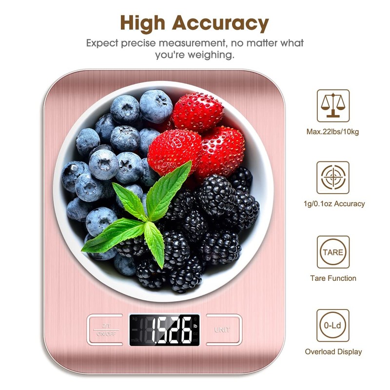 Mik-Nana Food Scale Pink, 10kg/22lb Digital 7 x 5.5 x 0.7 inches, Pink gallery
