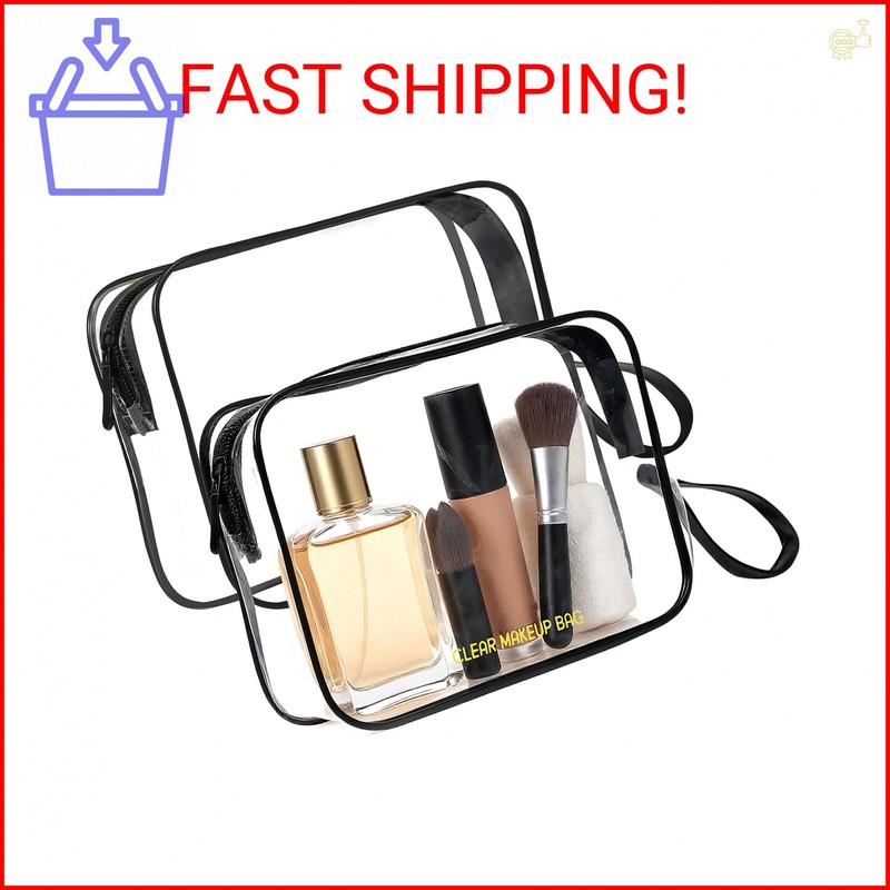 Icramsy Clear Makeup Bag,2 Pack TSA Approved Toiletry Bag Travel Toiletry Bag Ha