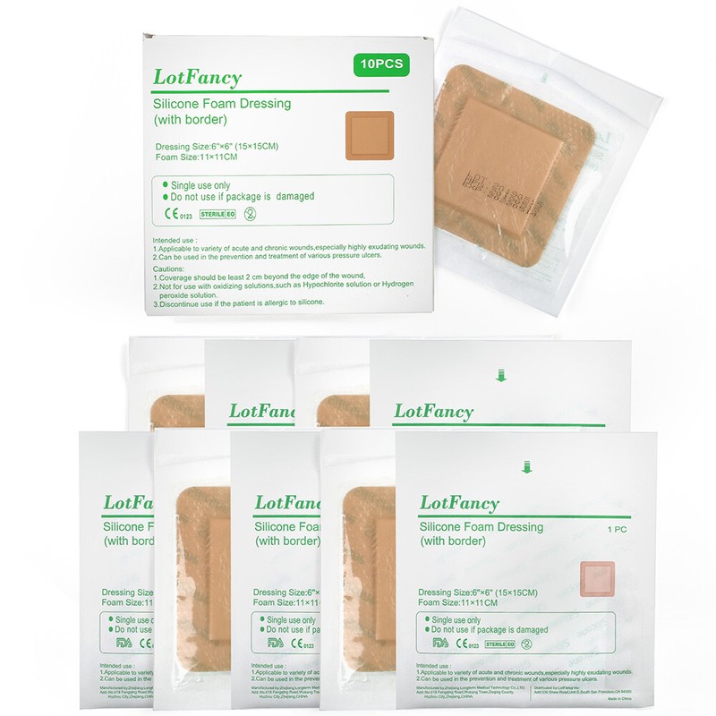 Silicone Foam Dressing with Border Adhesive Waterproof 6"X6"(15 X15cm) For Wound gallery