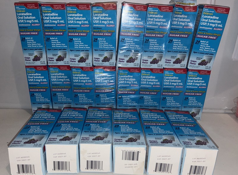 Lot Of 22-Children’s Loratadine Allergy Medicine, Grape Syrup, 4 OZ