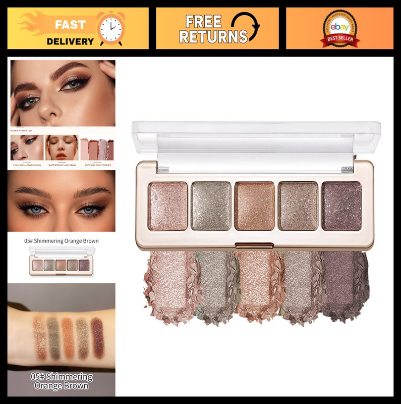 High Pigment Glitter Eyeshadow Palette – Metallic Shimmer, Long-Lasting Party Ma