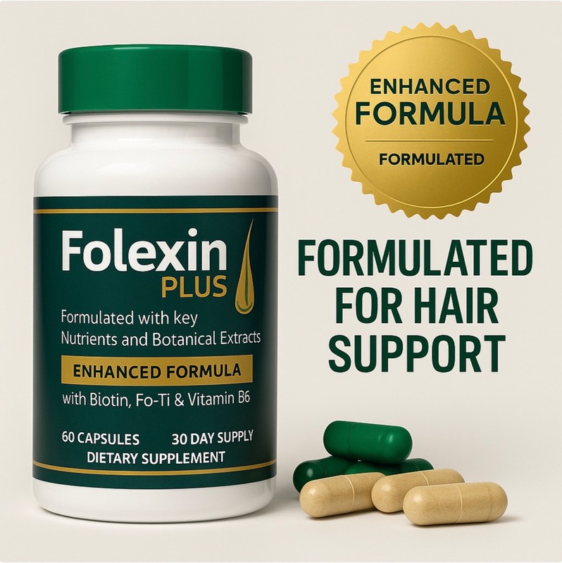 Folexin Plus Support Supplement for Women & Men with Biotin, Vitamin B6 2 Bottl