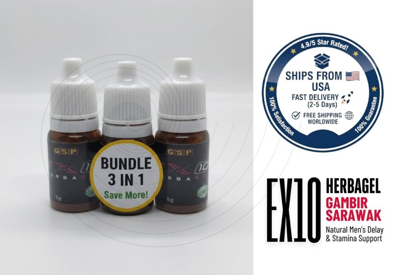 EX10 Gambir Sarawak Gel Bundle (3x 5ml)-Natural Men’s Delay | FREE SHIPPING
