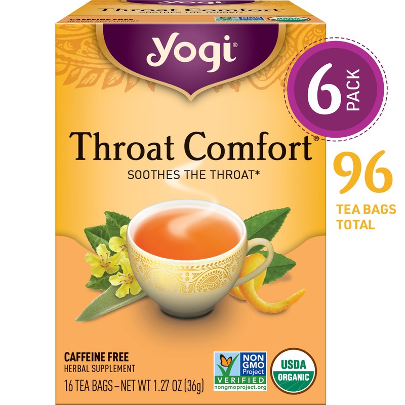 Yogi Tea – Throat Comfort – Soothes the Throat – 6 Pack, 96 Tea Bags