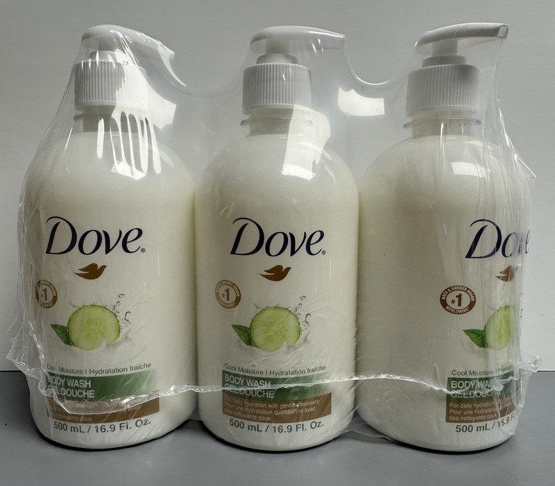 3 PACK Dove Cool Moisture Body Wash Shower Gel Douche 16.9 fl oz, 3pc set lot