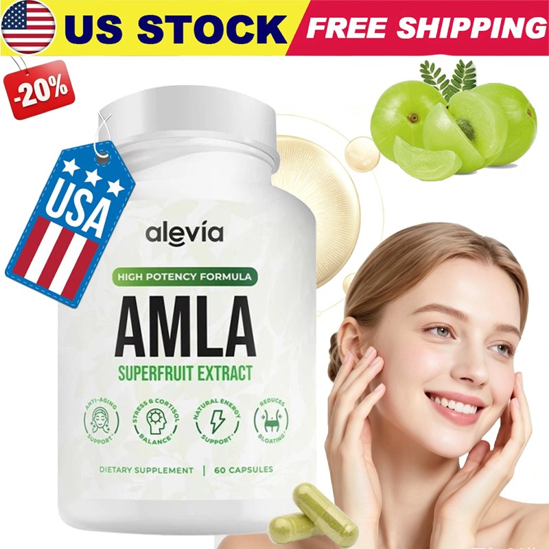 Alevia Organic Amla Capsules 1000mg Indian Gooseberry Antioxidant Supplement 60c gallery