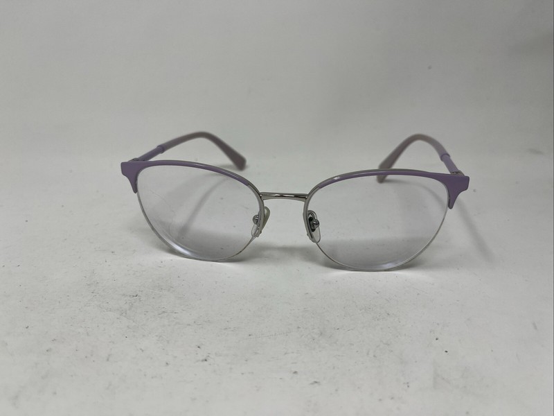 VERSACE MOD 1247 1000 PURPLE SILVER 52-17-140 HALF RIM ROUND EYEGLASSES HH64