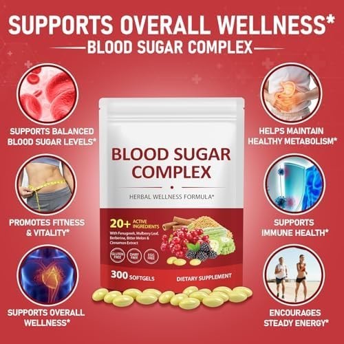 300 Softgels Blood Sugar Complex Supplement | 20+ 300 Count (Pack of 1) gallery