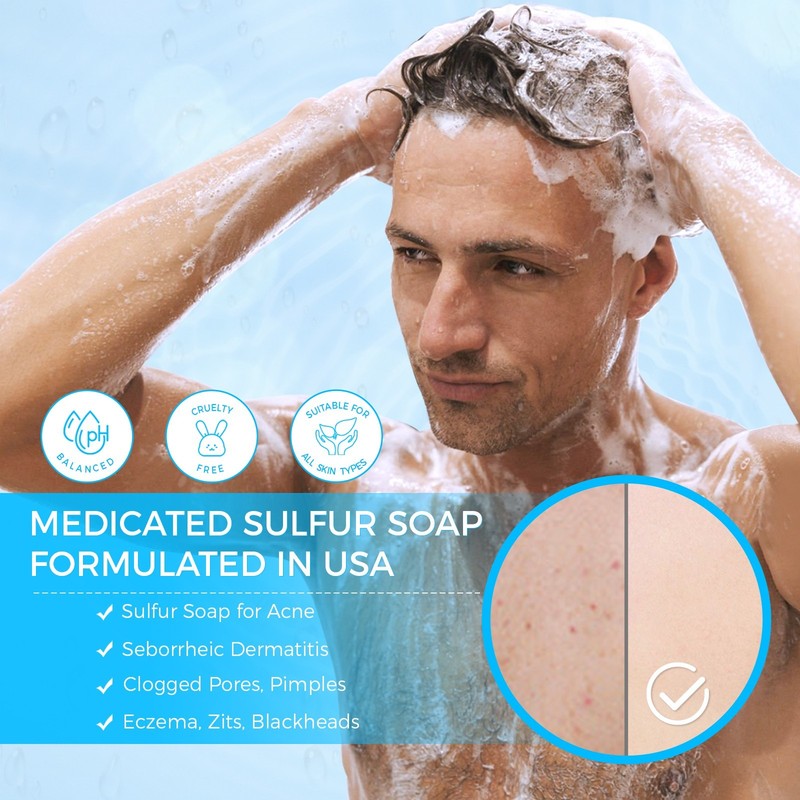 OUKEYA Sulfur & alicylic Acid For Face & Body Acne Treatment Sulphur Soap Bar gallery