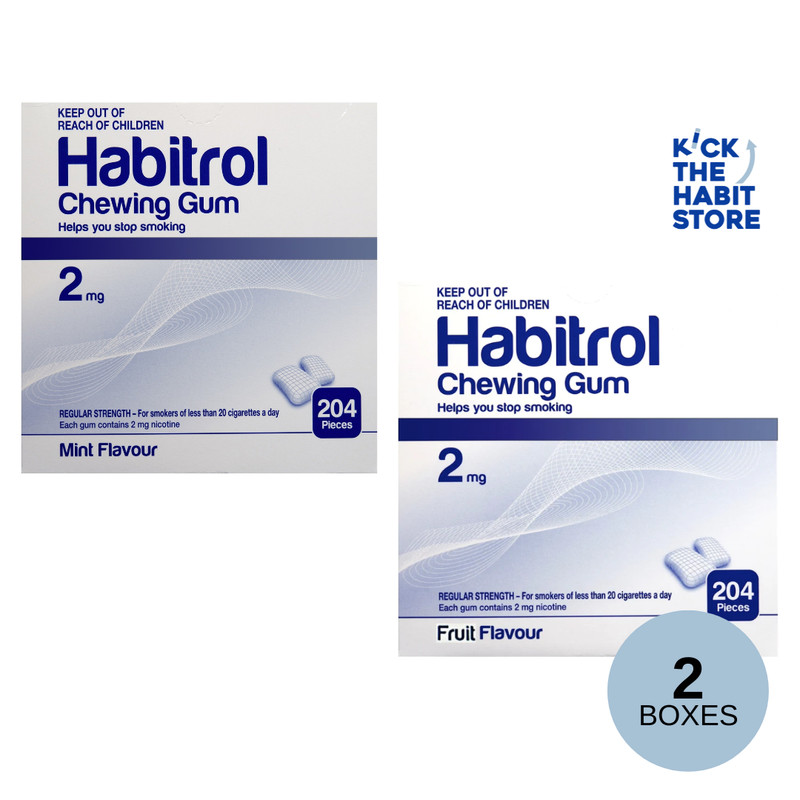 Habitrol Gum 2mg Combo 204 Each Mint & Fruit 408 Total Sugar Free Quit Smoking