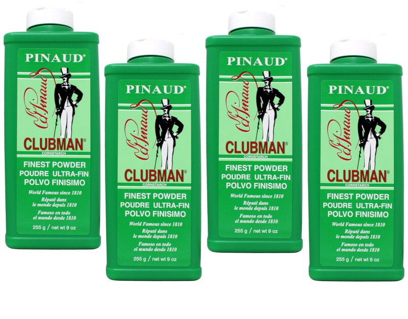 4 Pack – Clubman Pinaud Powder for After Haircut or Shaving, White, 9 oz