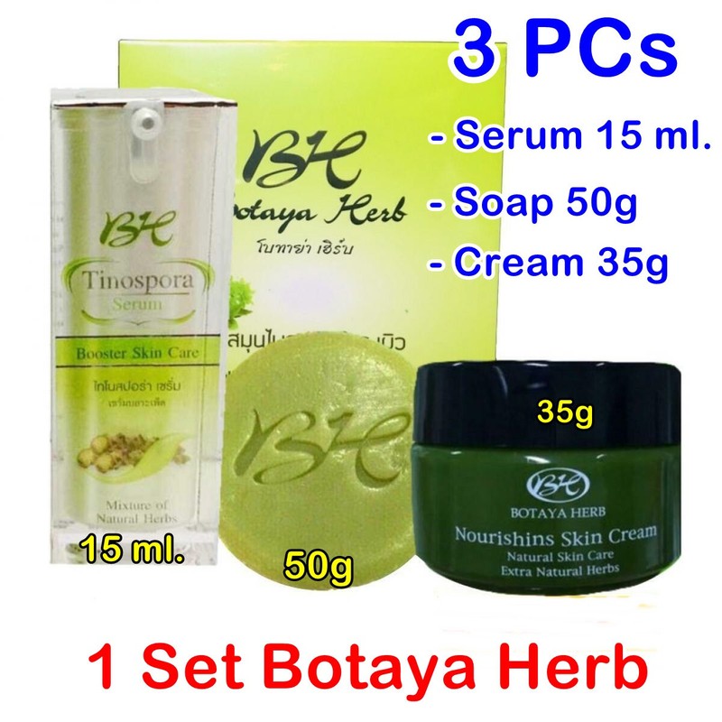 Botaya Herb Serum Soap Cream Booster Skin Care Anti Acne Dark Spots Set 3X