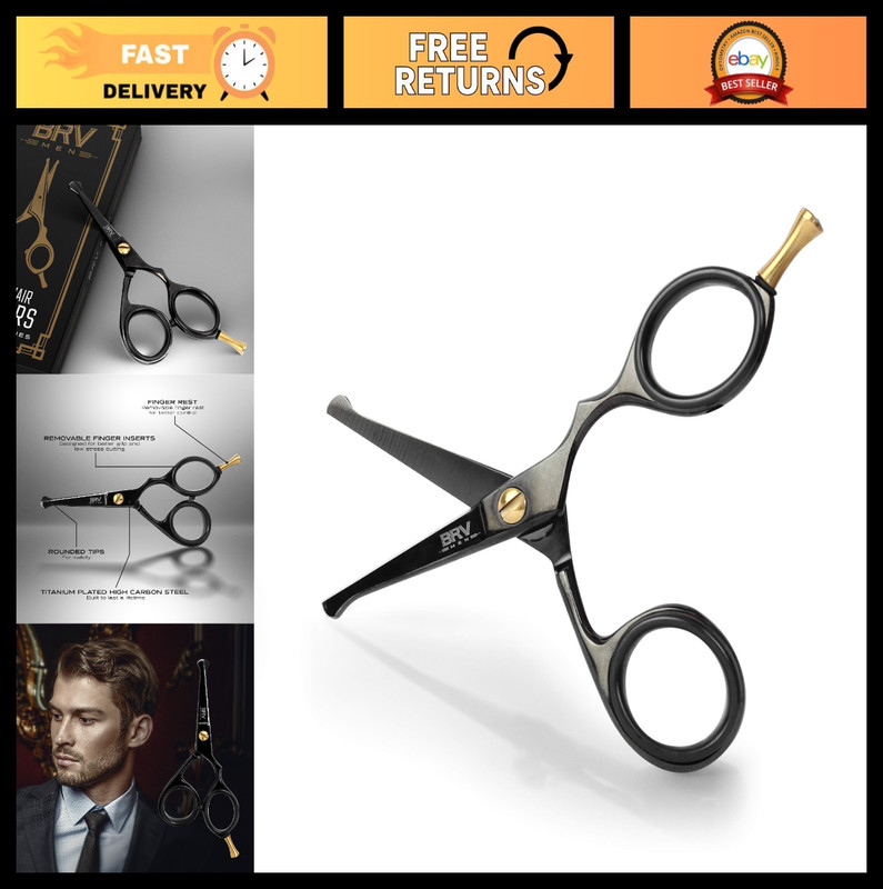 Small Rounded-Tip Trim Scissors 4.2″ | High Carbon Steel | Grooming for Beard, M