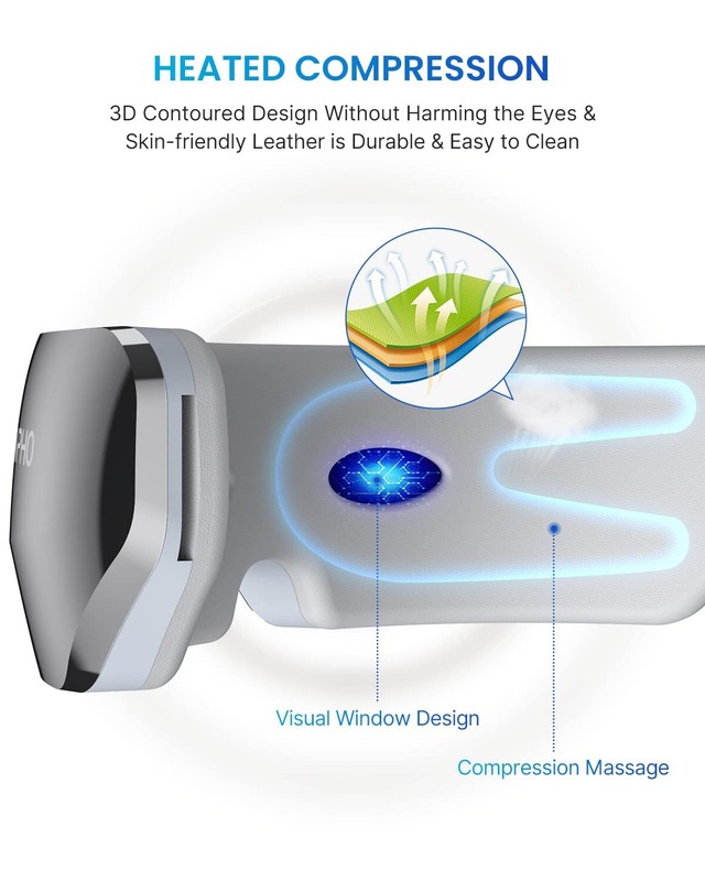 Heated Eye Massager for Migraine, Temple Massager, Compression Massage 5 Modes gallery
