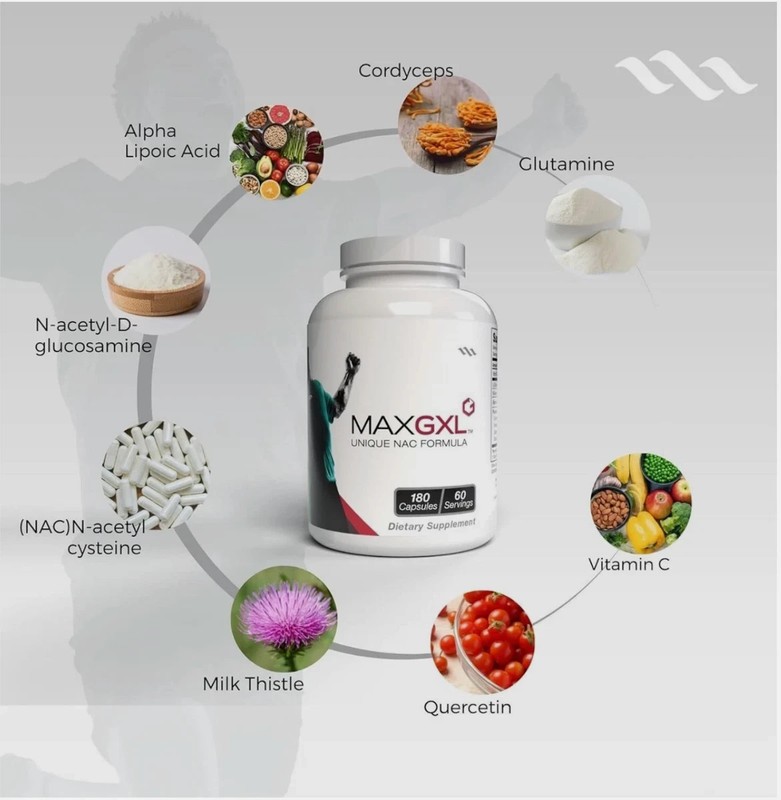 Max International Max GXL Unique NAC Formula 180 Vegetable Capsules, 60 Servings gallery