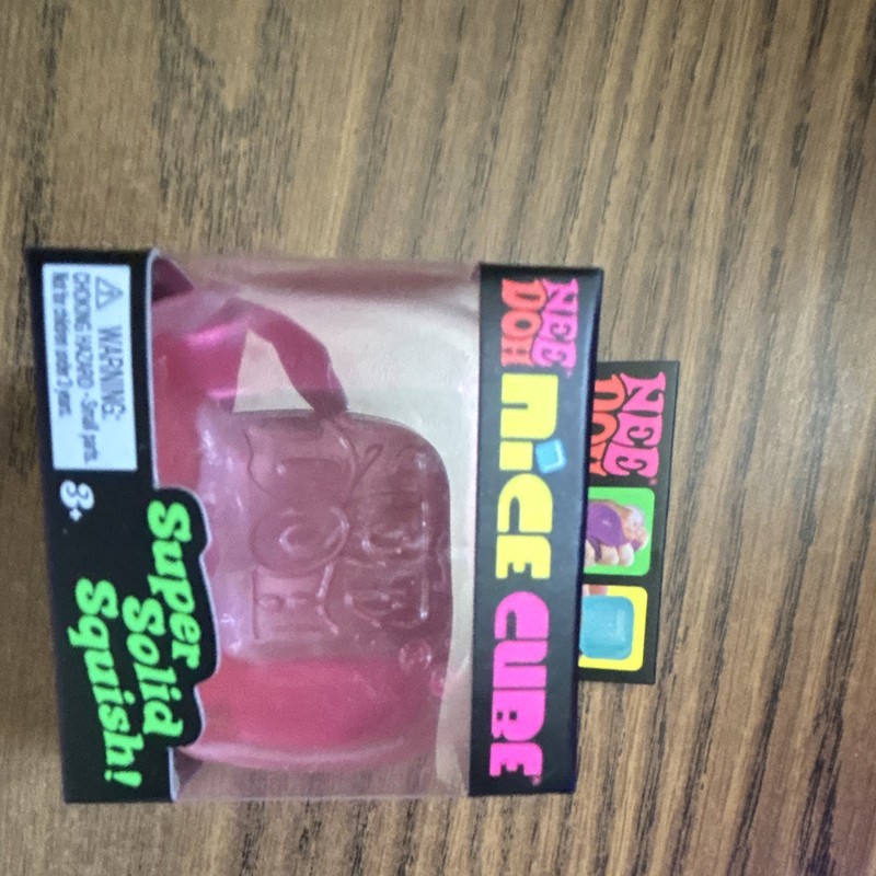 Nickelodeon Nice Cube Super Solid Squish Pink Gel Squeeze Ball Stress Toy 3 in