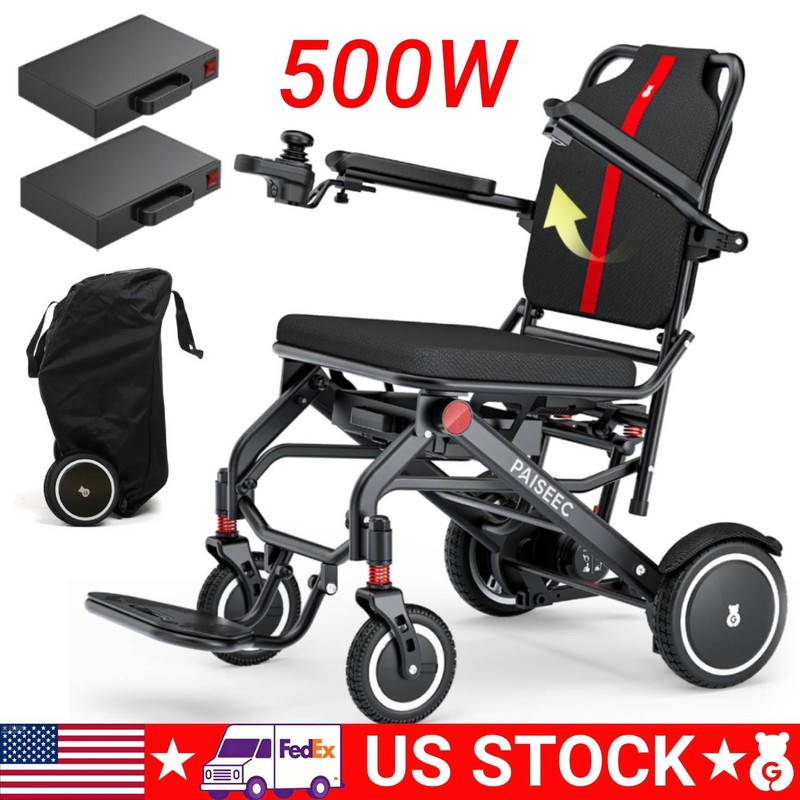 32LB Electric Wheelchair for Adults Lightweight Foldable 22Mile Airline Approved