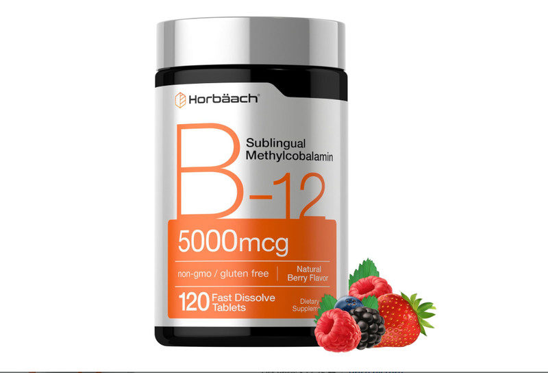 B12 Sublingual Methylcobalamin | 5000mcg | 120 Dissolvable Tablets | by Horbaach